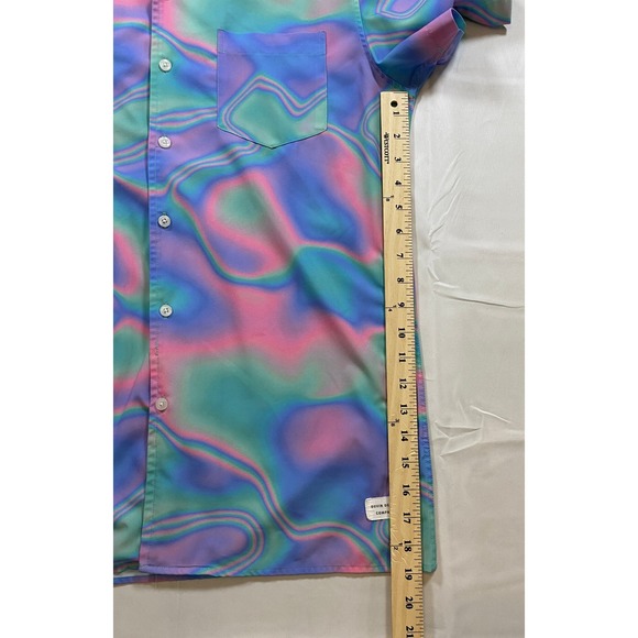 DUVIN Mens Small Button Up Shirt Short Sleeve Trippy Swirl Print Casual Beach - Picture 6 of 11